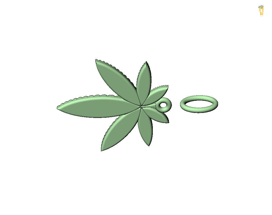 Pendant marijuana leaf 3D print model_40