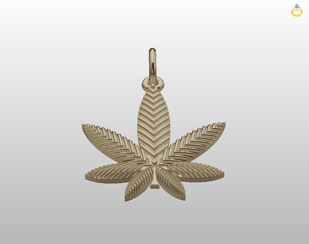 Pendant marijuana leaf 3D print model_29