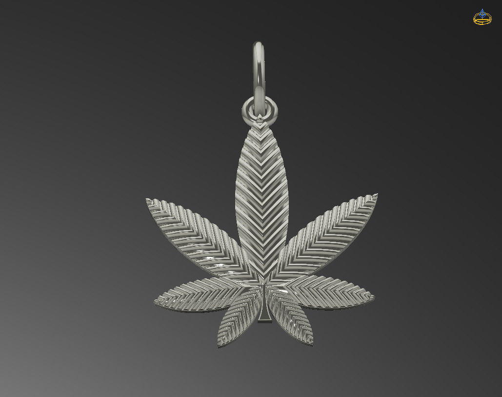 Pendant marijuana leaf 3D print model_4