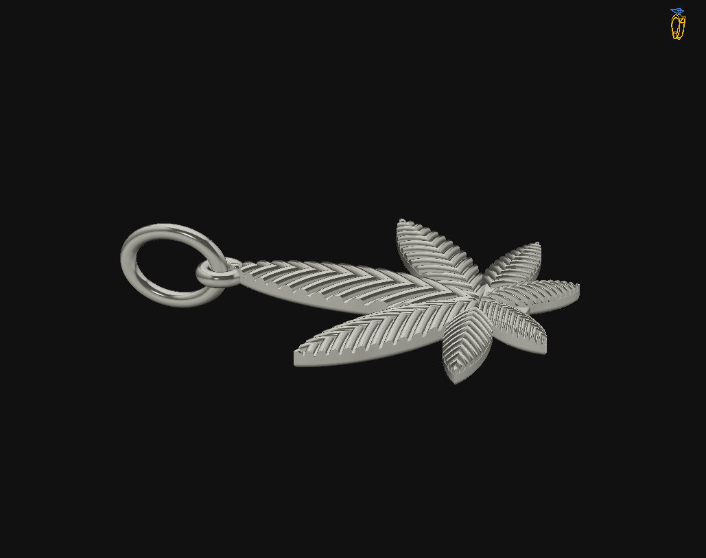 Pendant marijuana leaf 3D print model_8