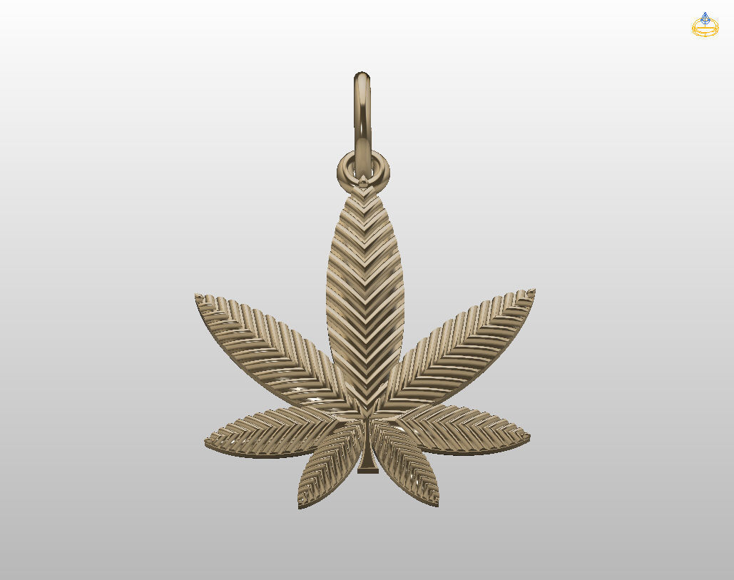Pendant marijuana leaf 3D print model_17