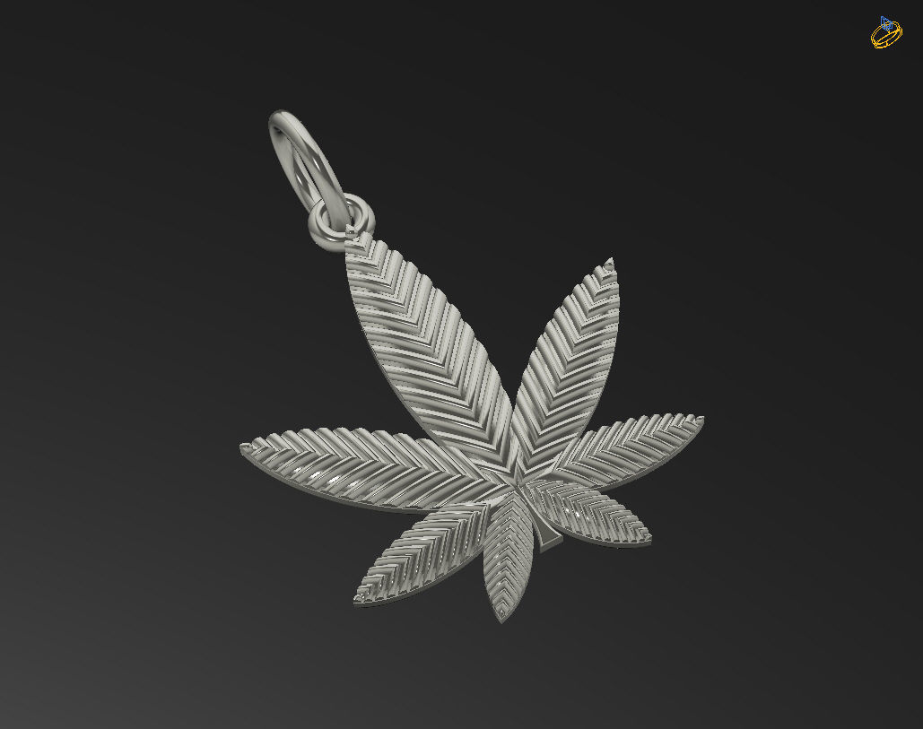 Pendant marijuana leaf 3D print model_1