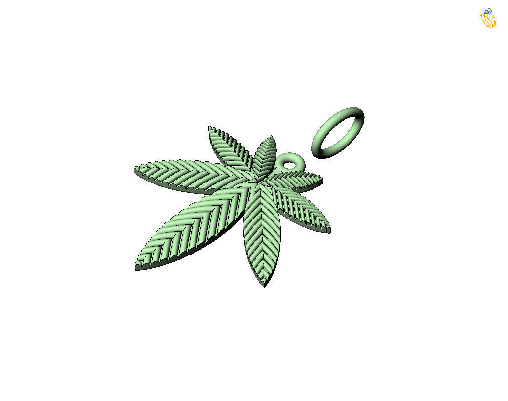 Pendant marijuana leaf 3D print model_42