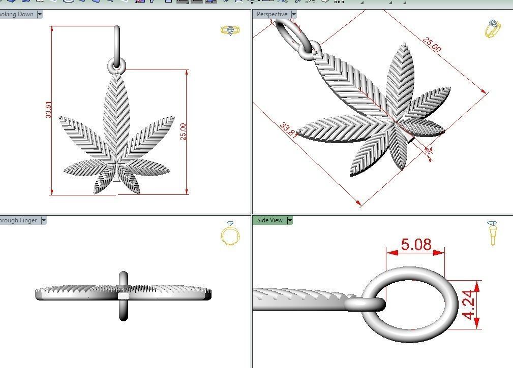 Pendant marijuana leaf 3D print model_3