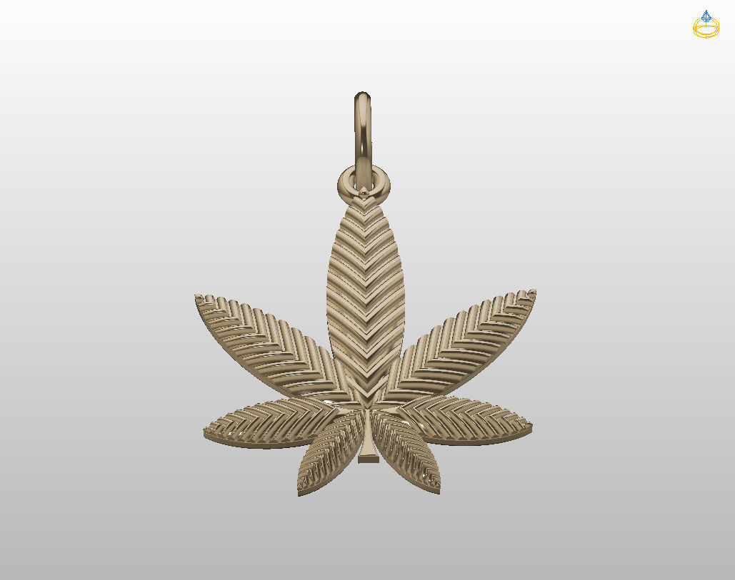 Pendant marijuana leaf 3D print model_24