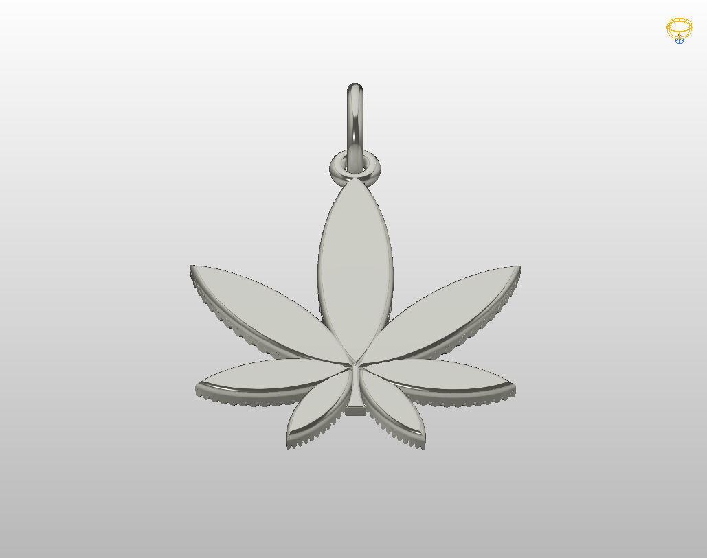 Pendant marijuana leaf 3D print model_12