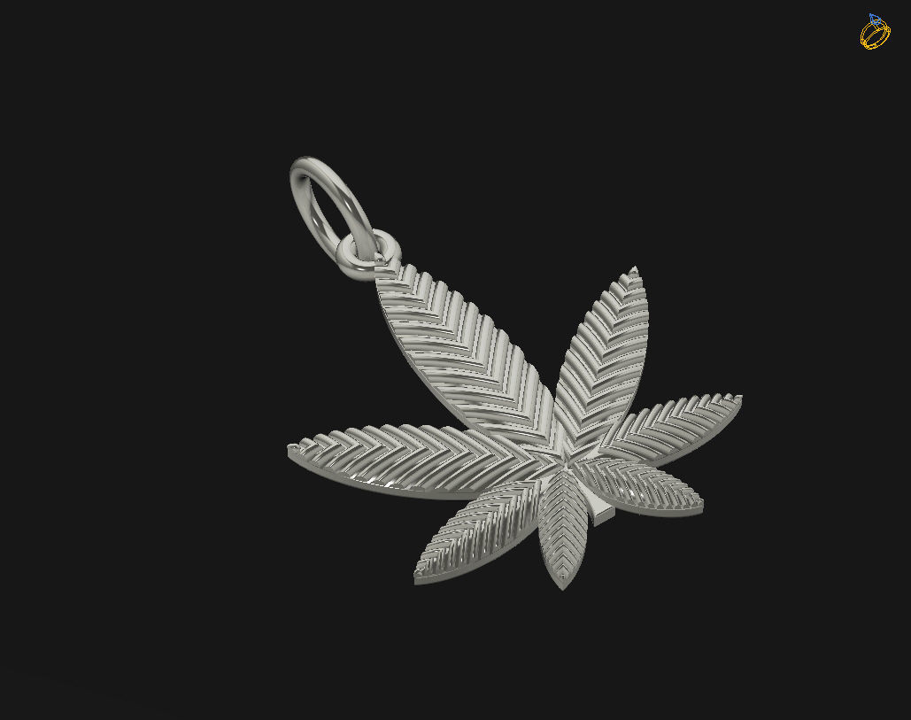 Pendant marijuana leaf 3D print model_7