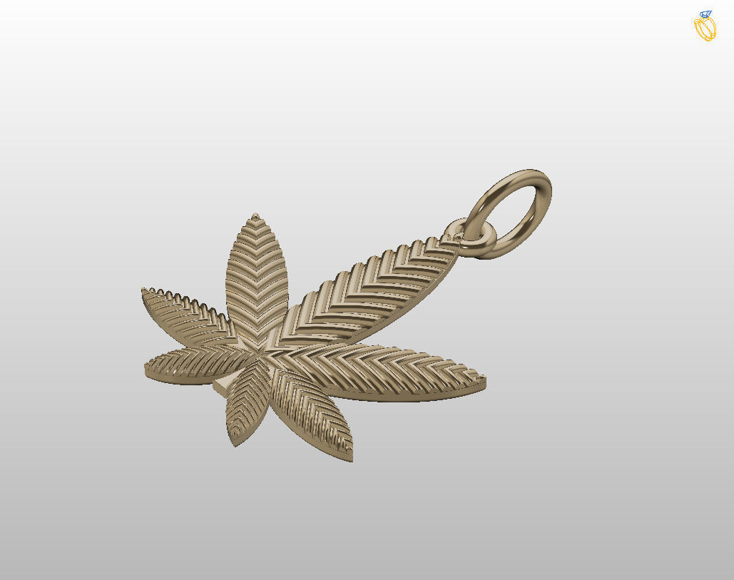 Pendant marijuana leaf 3D print model_18