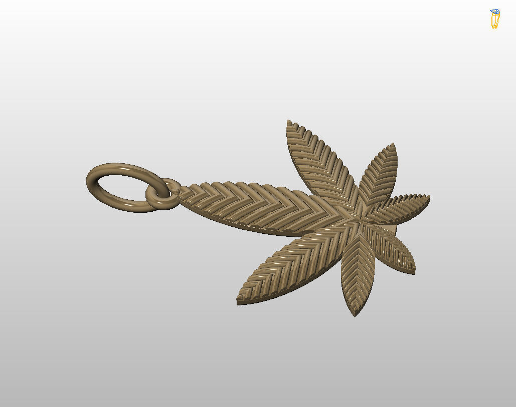 Pendant marijuana leaf 3D print model_32