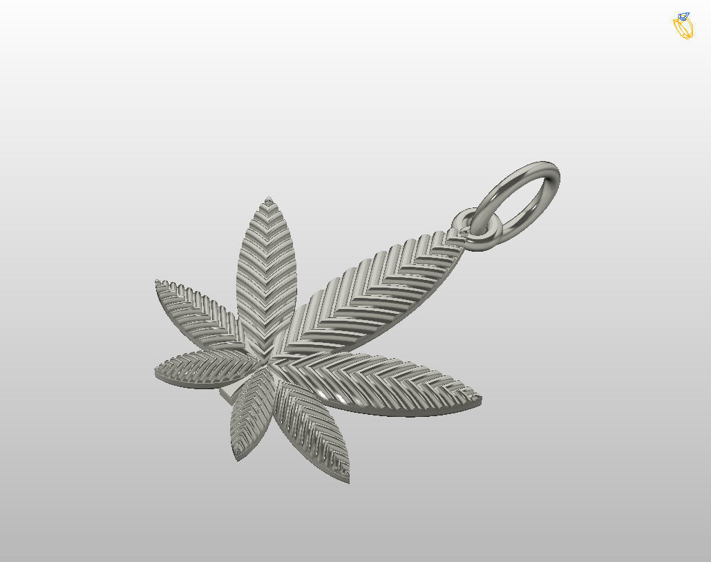 Pendant marijuana leaf 3D print model_10