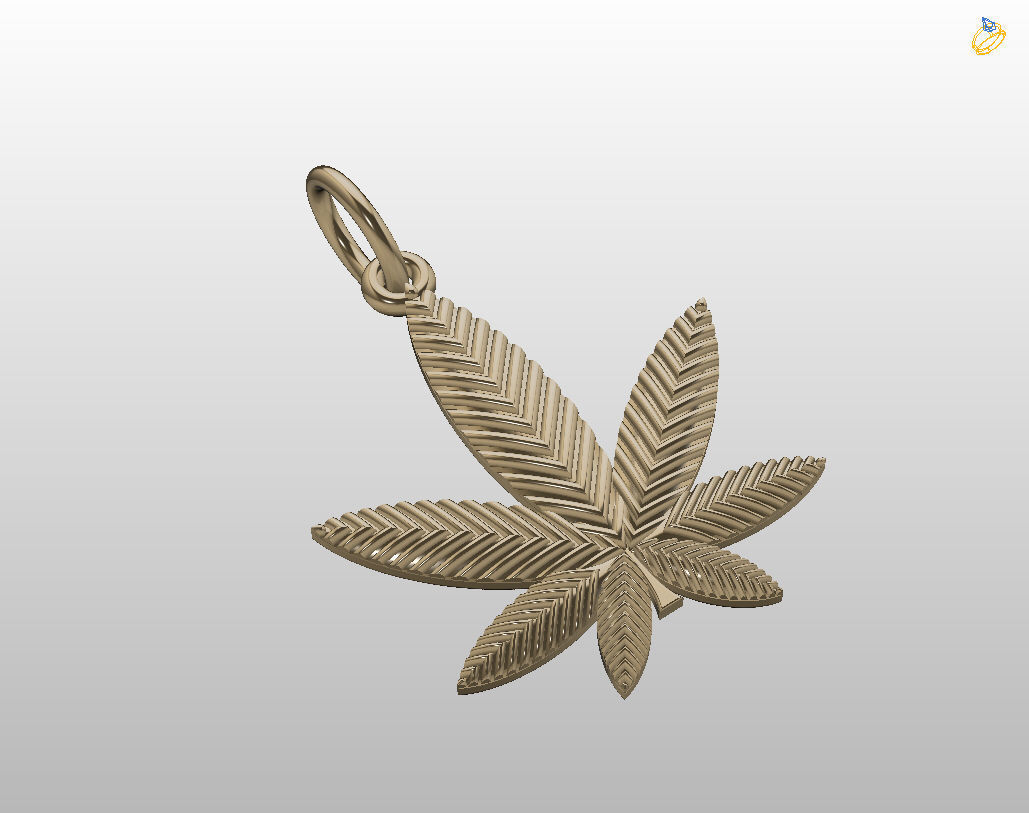 Pendant marijuana leaf 3D print model_16