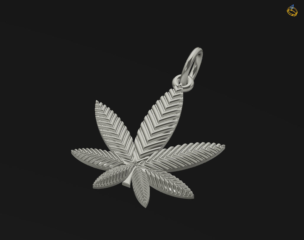 Pendant marijuana leaf 3D print model_5