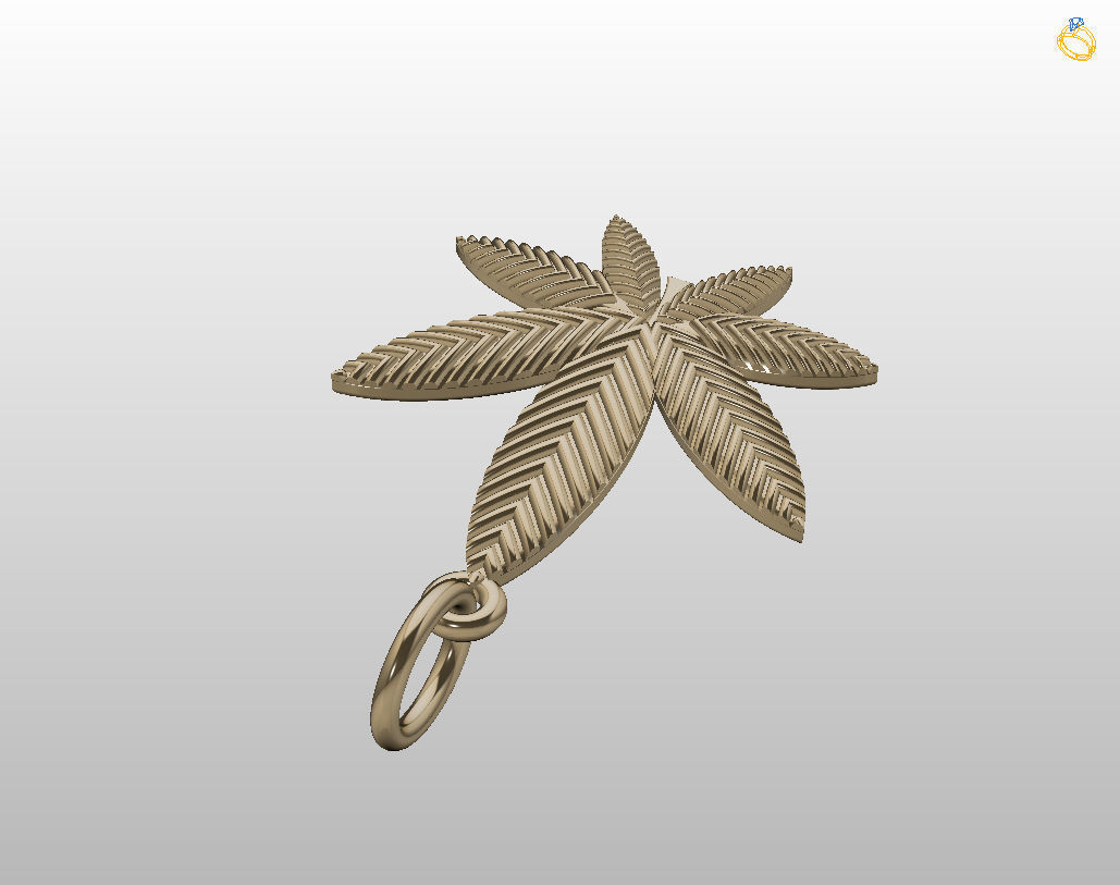Pendant marijuana leaf 3D print model_21