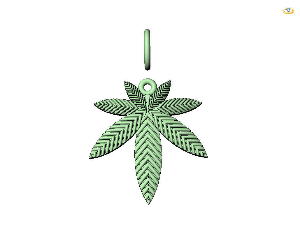 Pendant marijuana leaf 3D print model_43