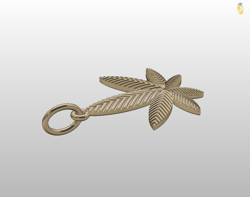 Pendant marijuana leaf 3D print model_22