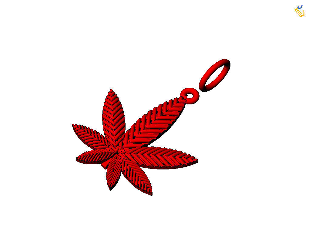 Pendant marijuana leaf 3D print model_35