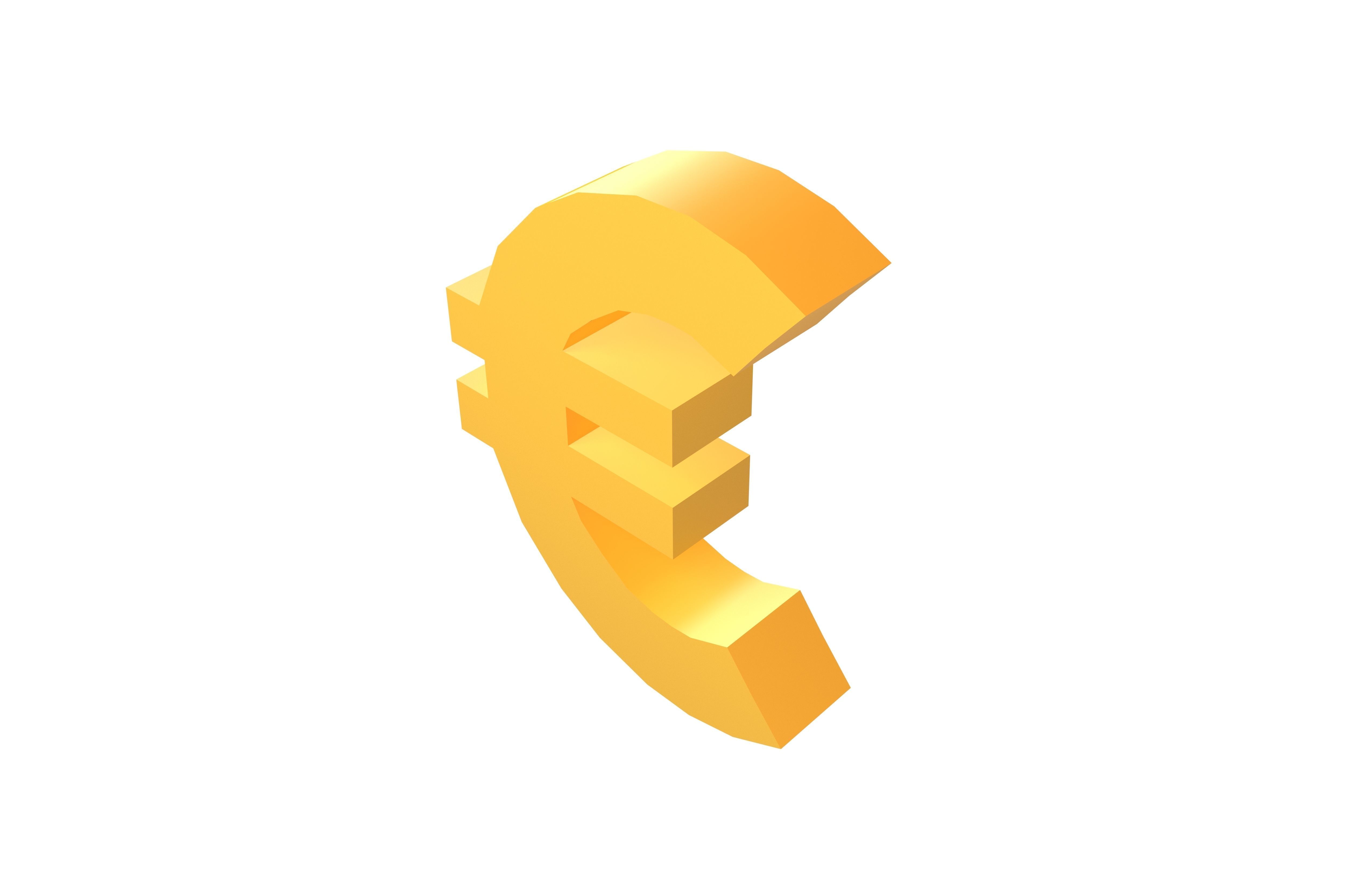 Euro Symbol v1 001 Low-poly 3D model_2