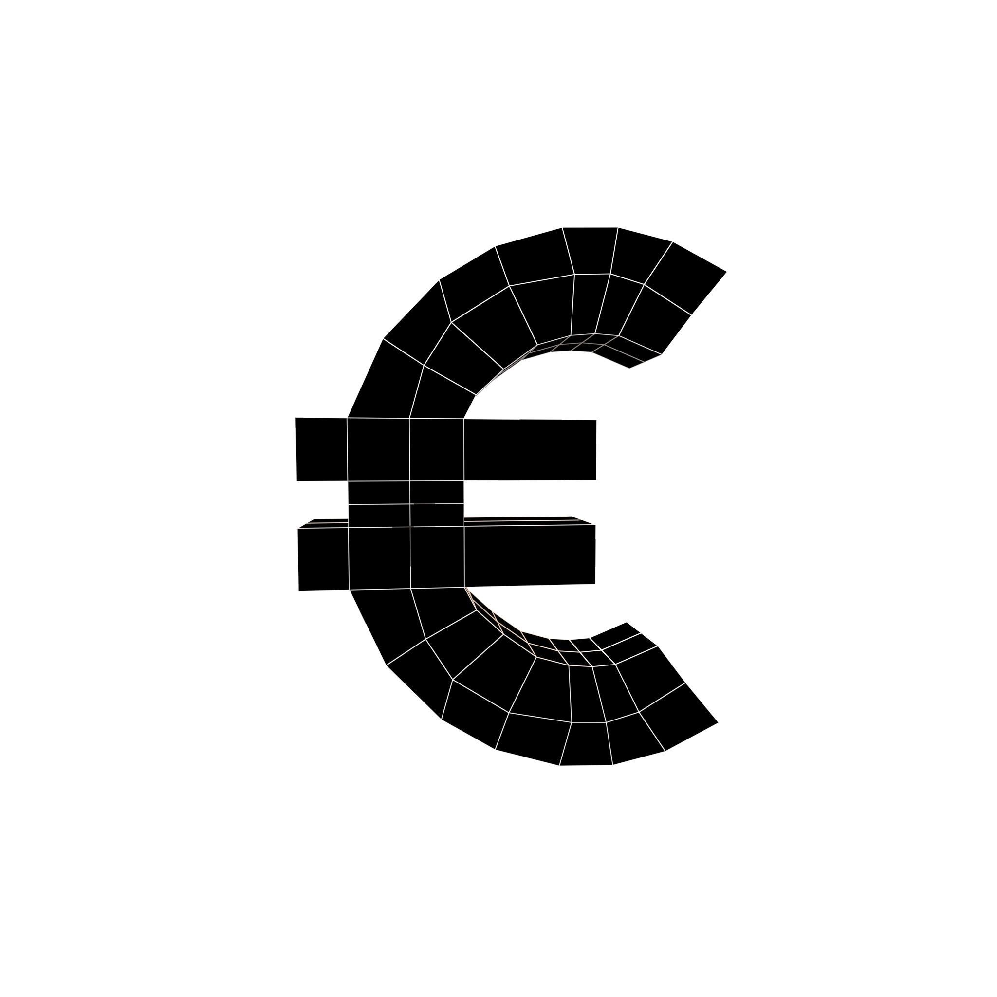 Euro Symbol v1 001 Low-poly 3D model_4