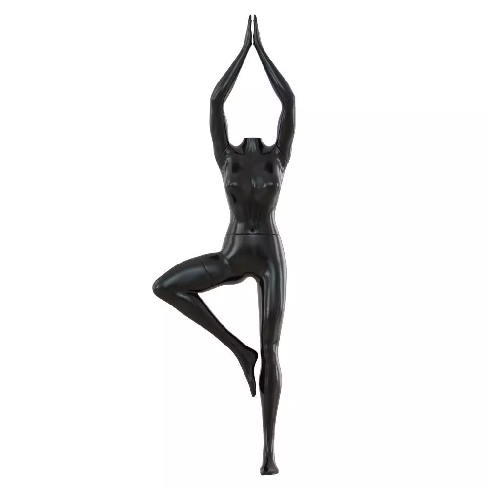 Female headless mannequin stands in yoga pose 70 3D model_0