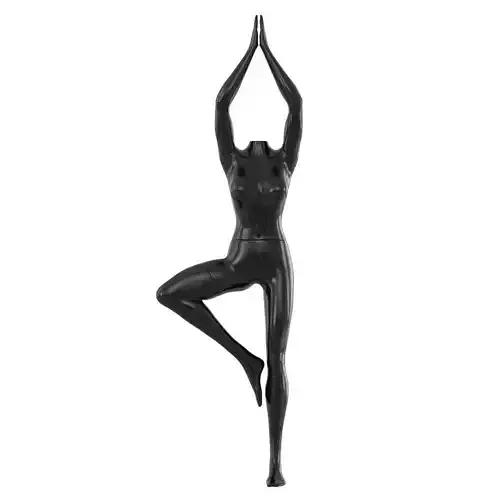 Female headless mannequin stands in yoga pose 70