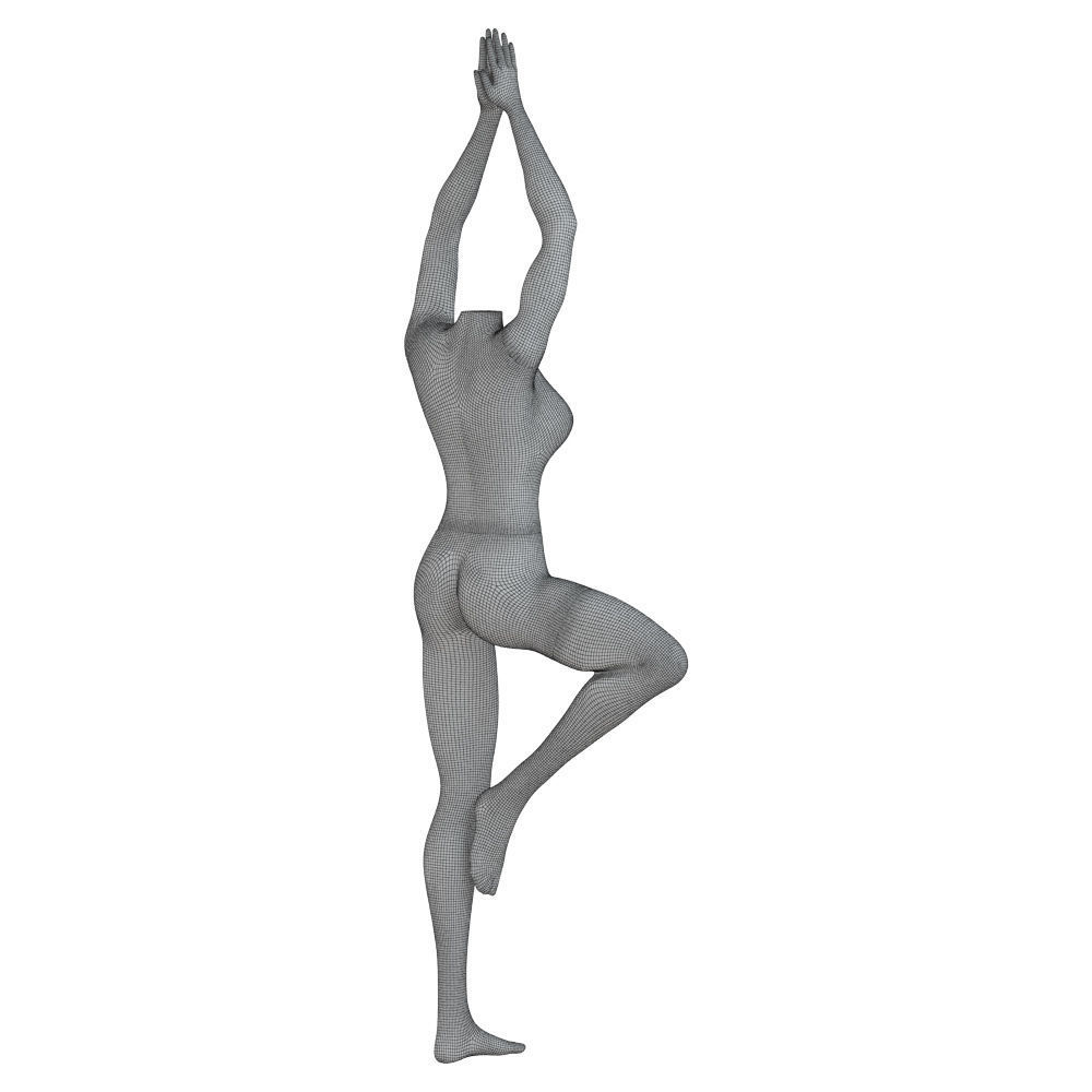 Female headless mannequin stands in yoga pose 70 3D model_6