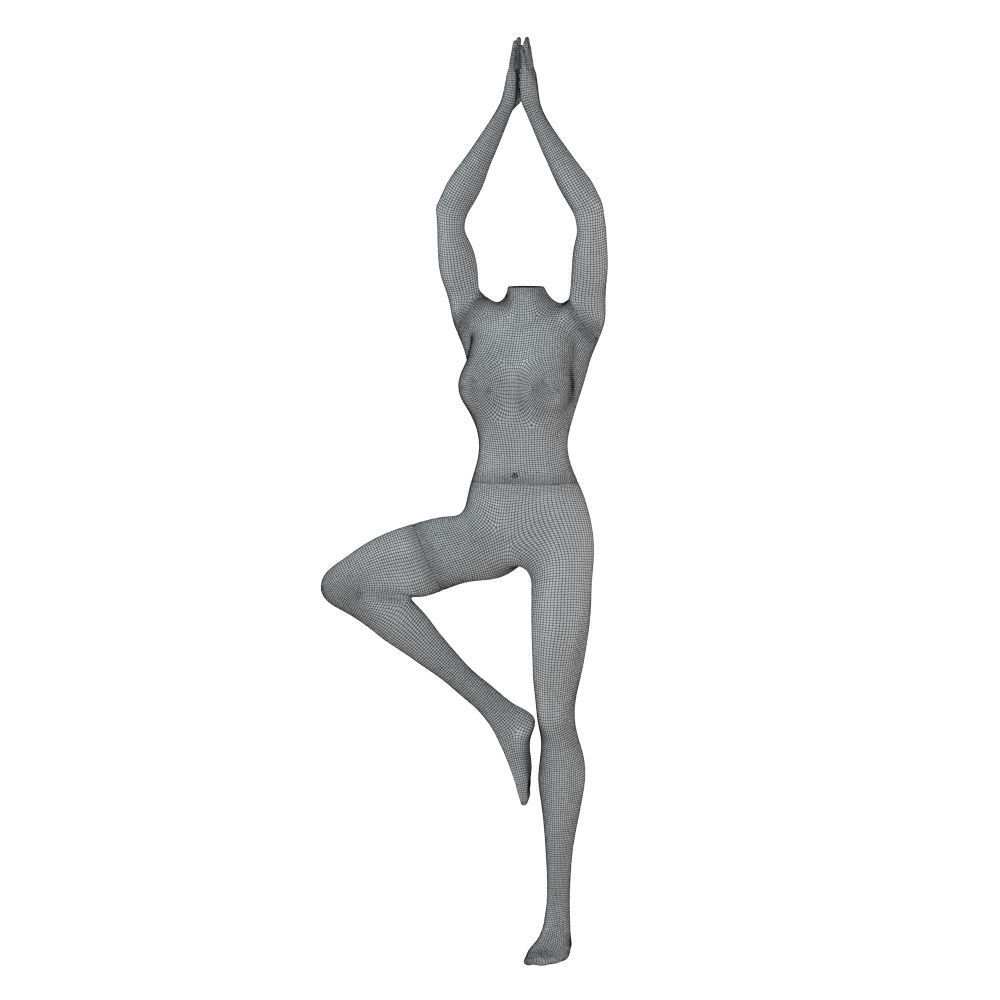 Female headless mannequin stands in yoga pose 70 3D model_5