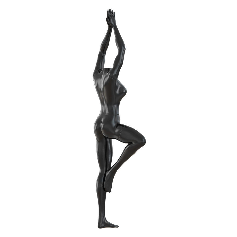 Female headless mannequin stands in yoga pose 70 3D model_3