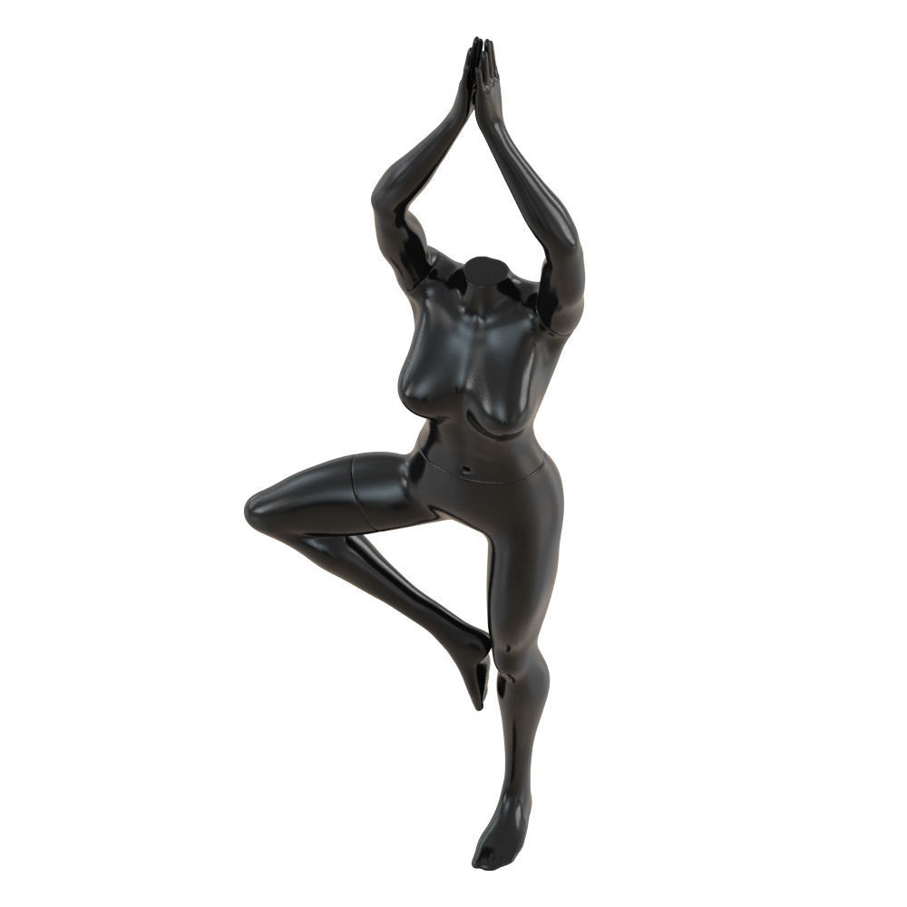 Female headless mannequin stands in yoga pose 70 3D model_2