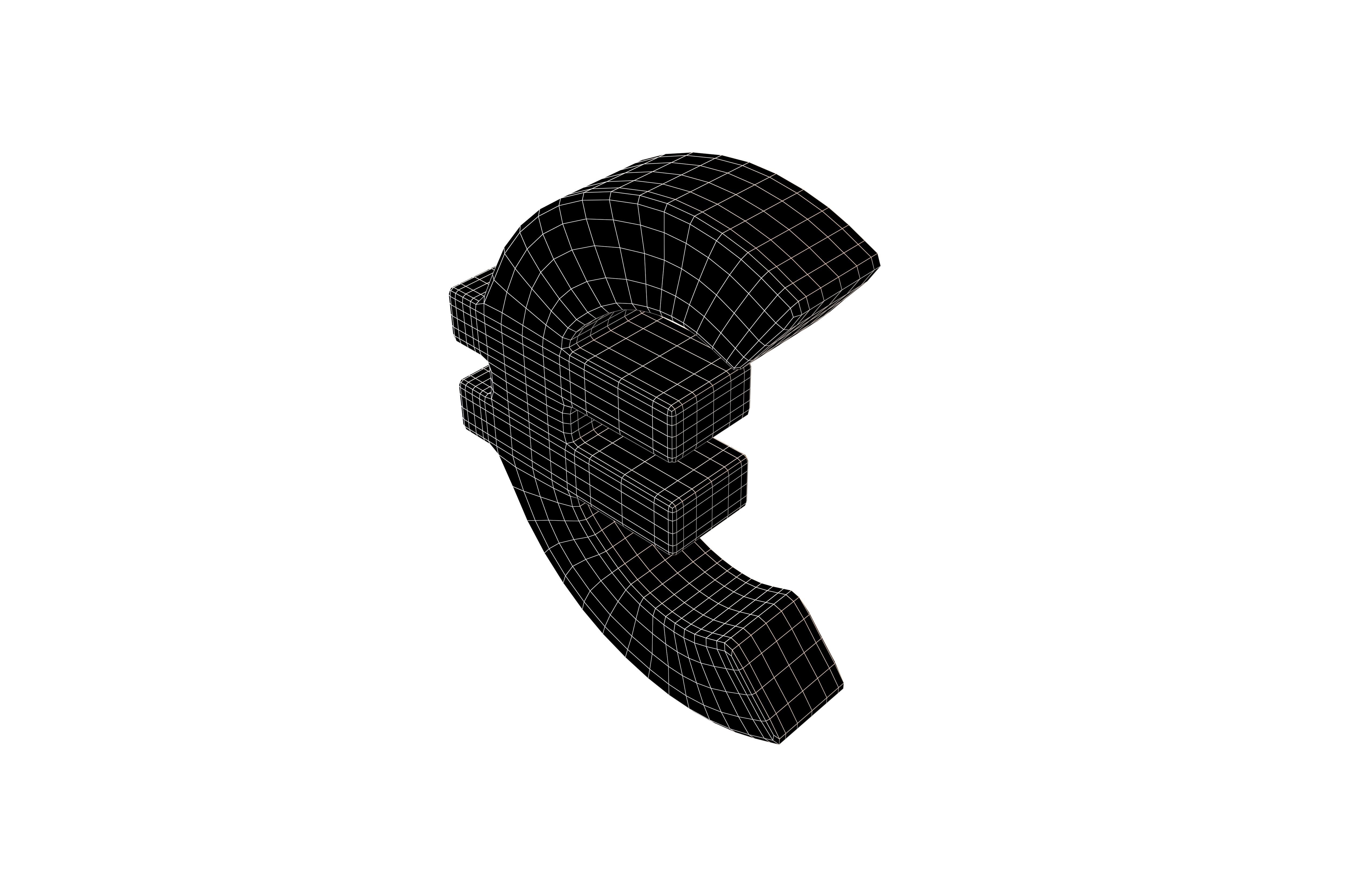 Euro Symbol v2 001 Low-poly 3D model_7