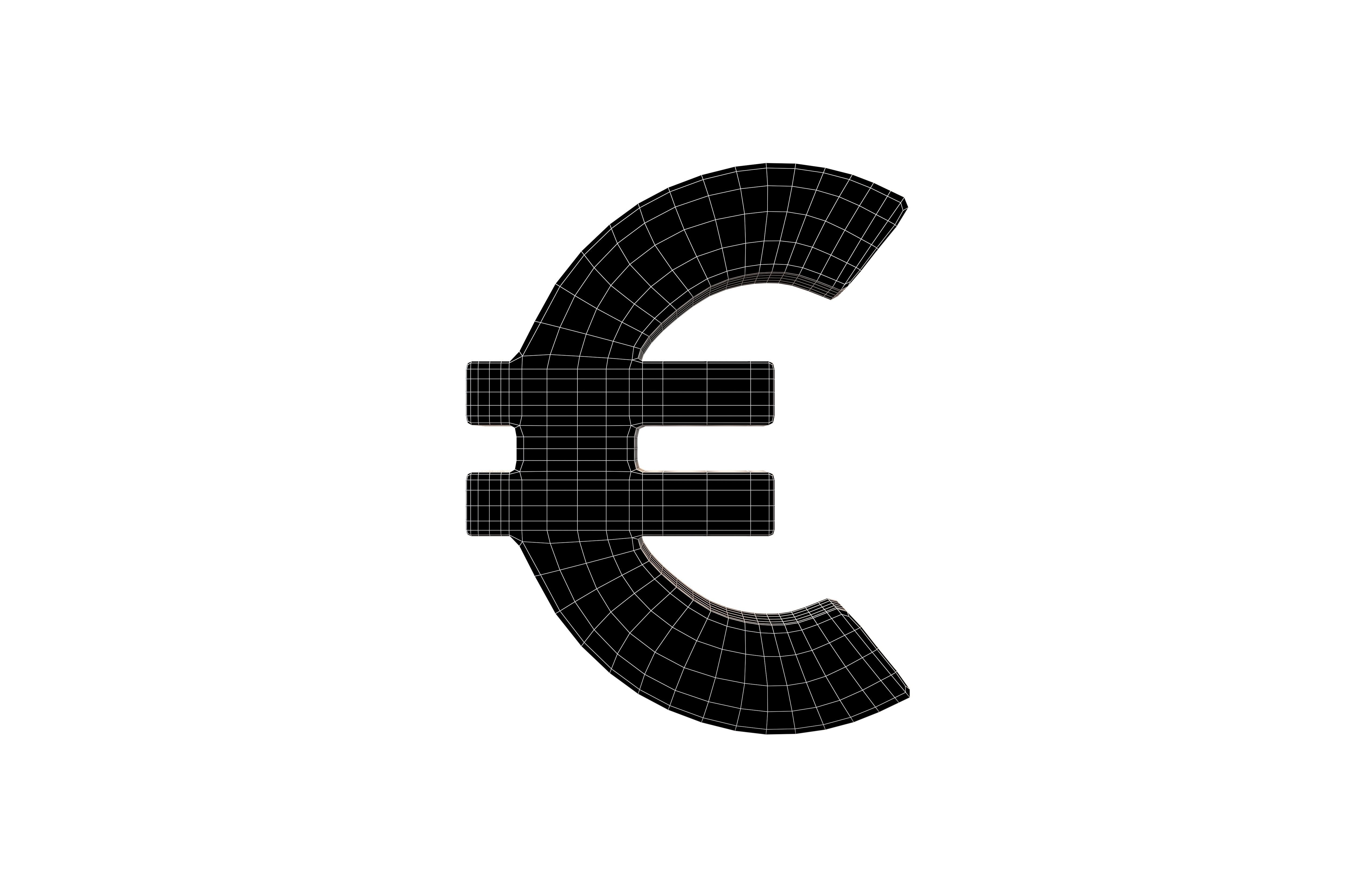 Euro Symbol v2 001 Low-poly 3D model_6