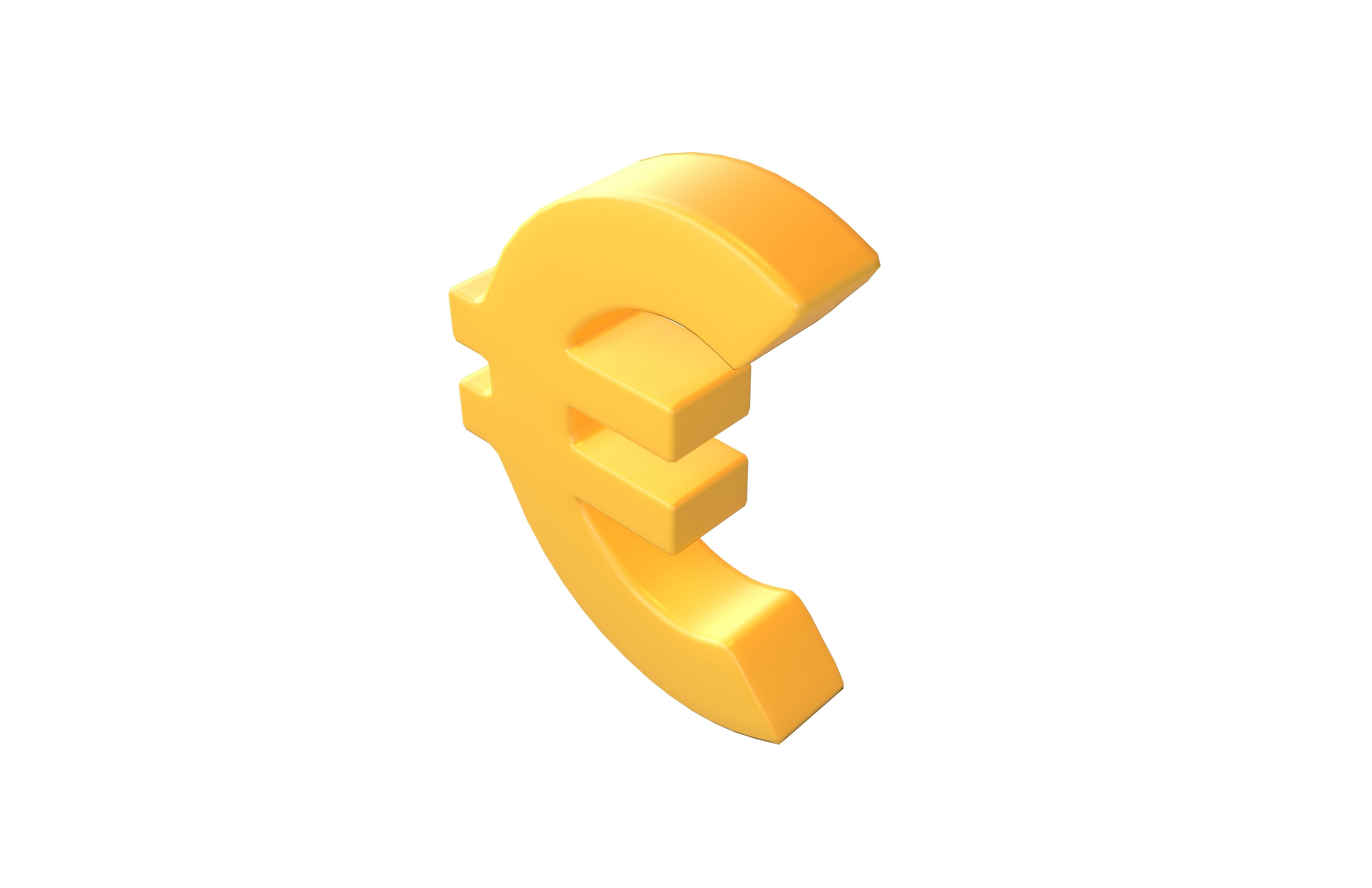 Euro Symbol v2 001 Low-poly 3D model_2