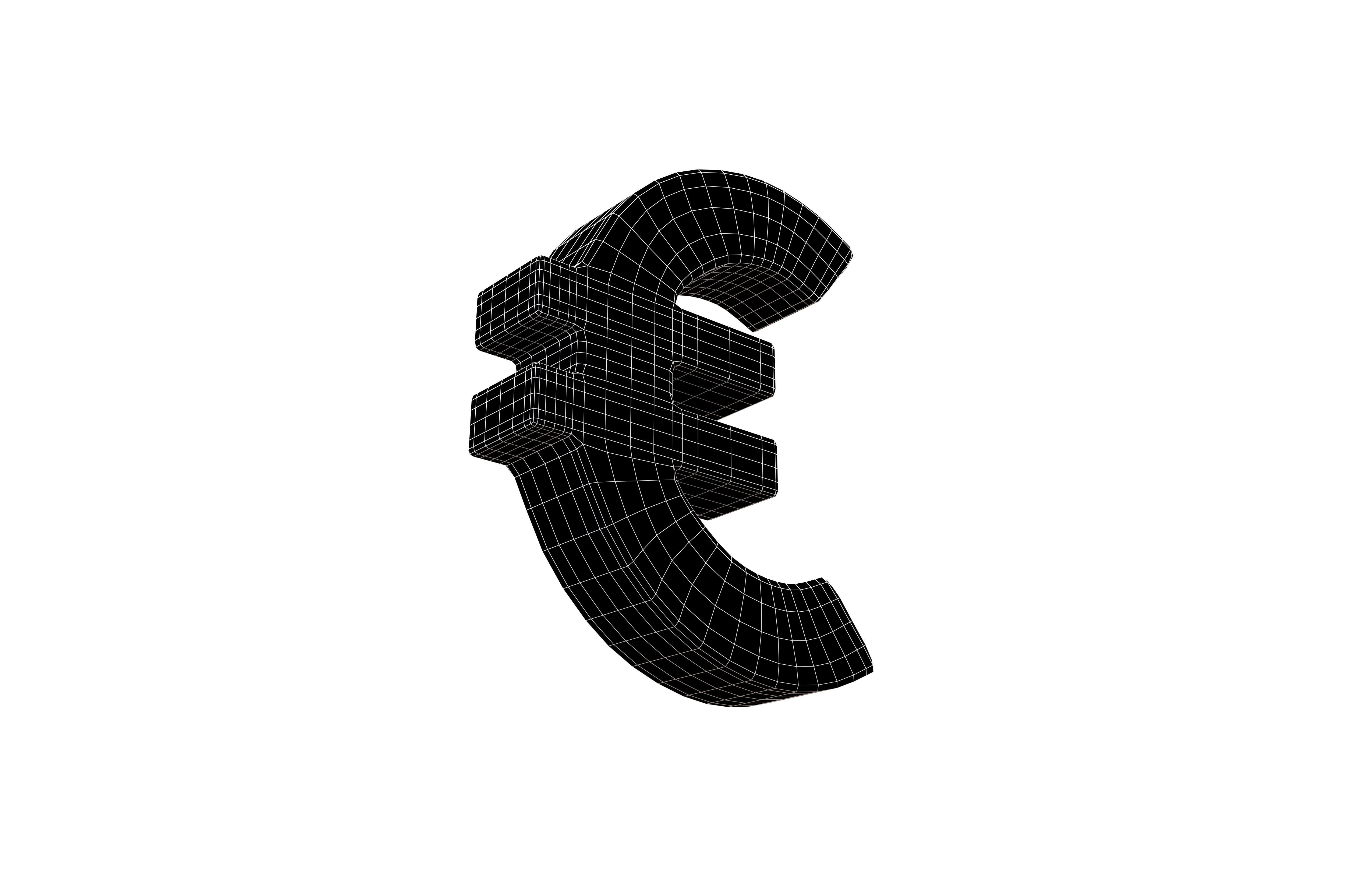 Euro Symbol v2 001 Low-poly 3D model_4