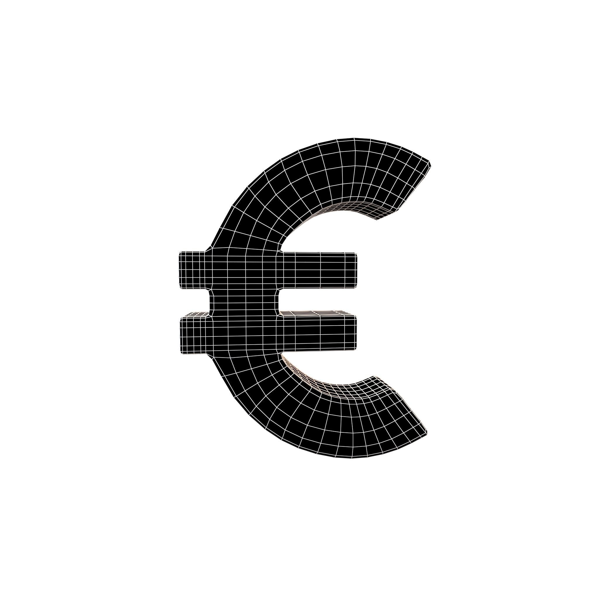 Euro Symbol v2 003 Low-poly 3D model_5