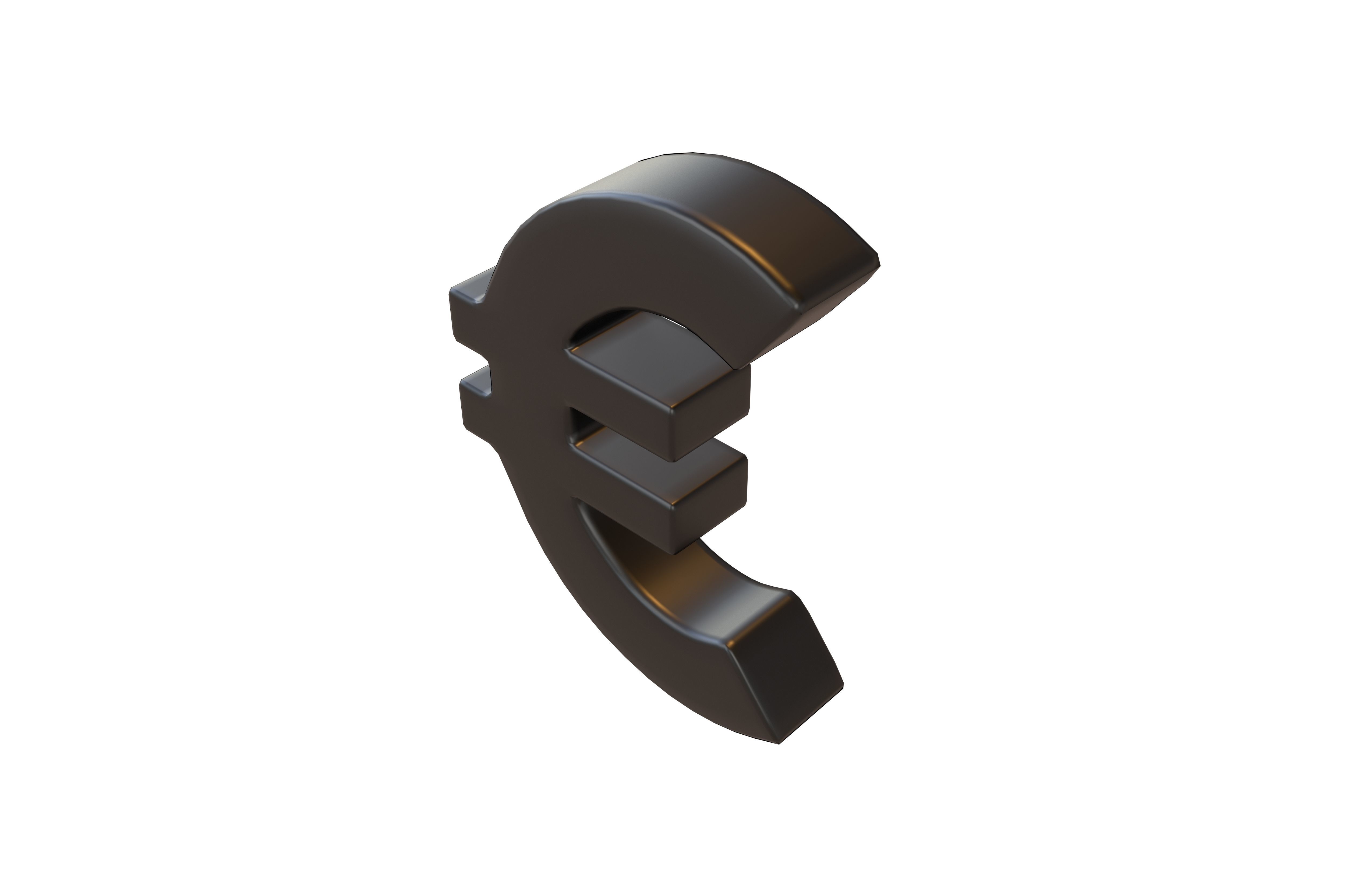 Euro Symbol v2 003 Low-poly 3D model_1