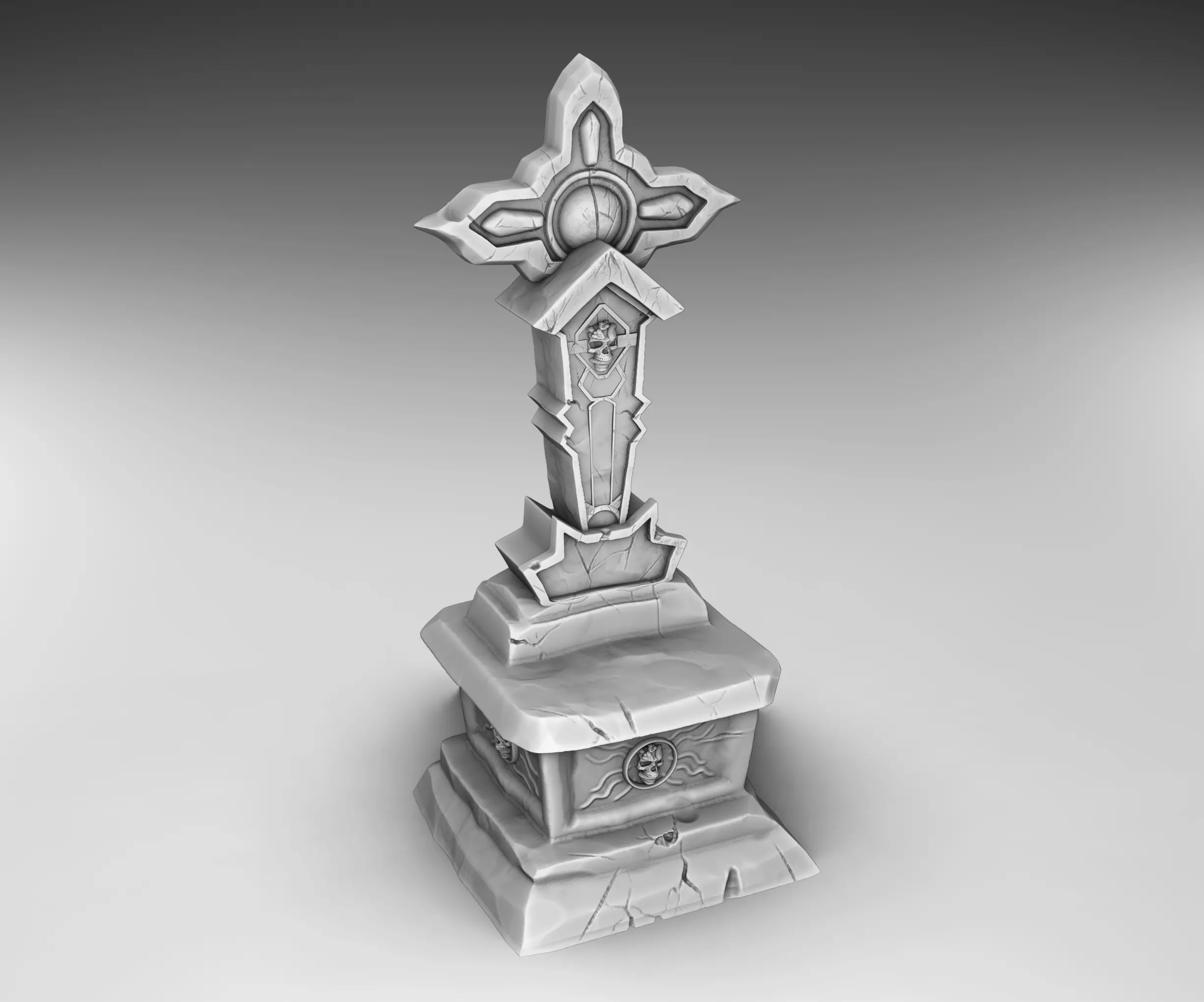 cross gravestone with on top 3D print model