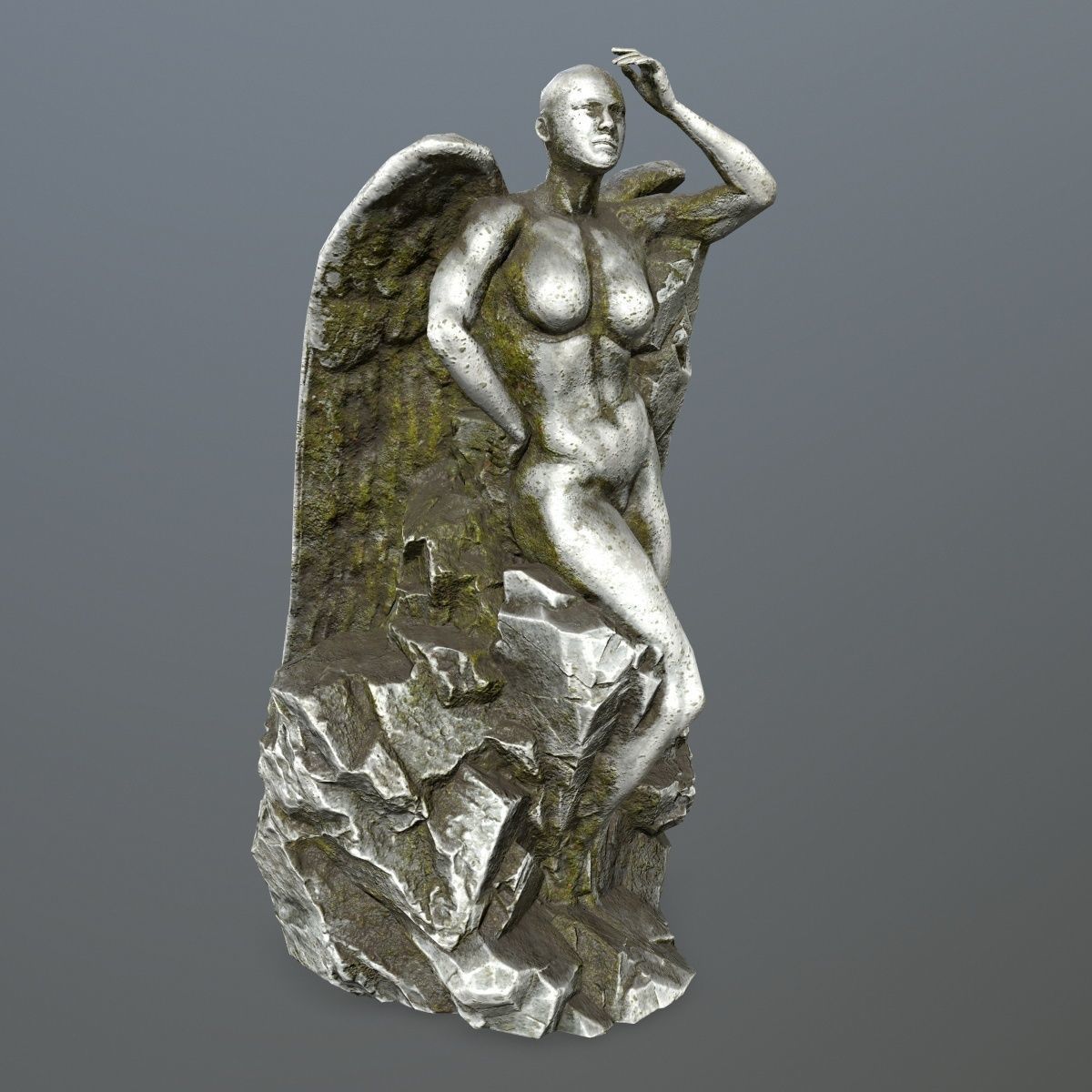 woman statue 1 Low-poly 3D model_1