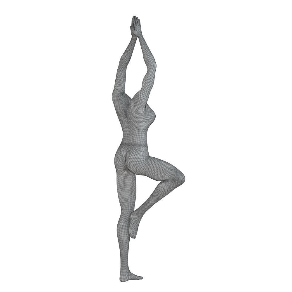 Female headless mannequin stands in yoga pose 71 3D model_6