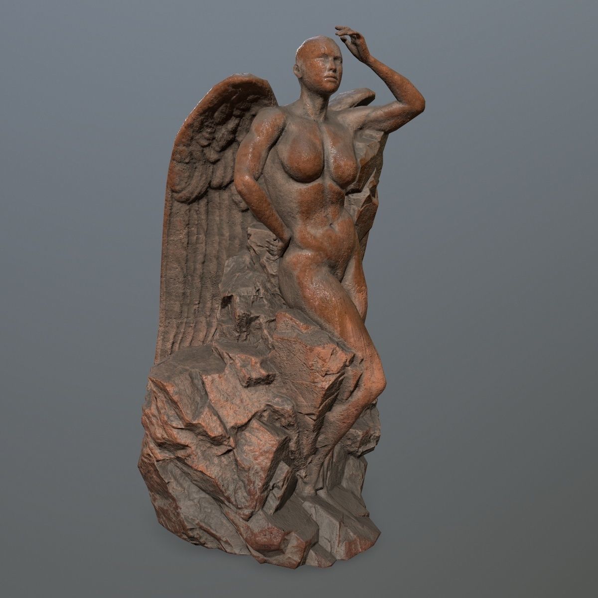 woman statue 1 Low-poly 3D model_1