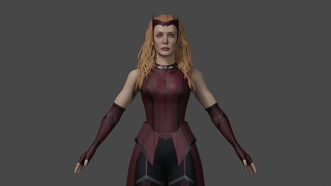 Elizabeth Olsen - Wanda Maximoff - Scarlet Witch Low-poly 3D model