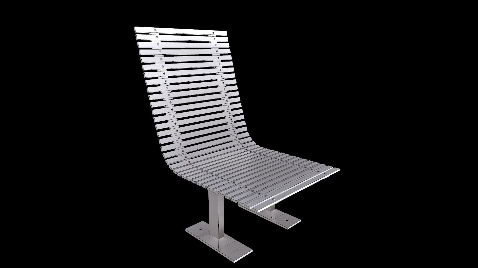 Bench Chair Low-poly 3D model_10