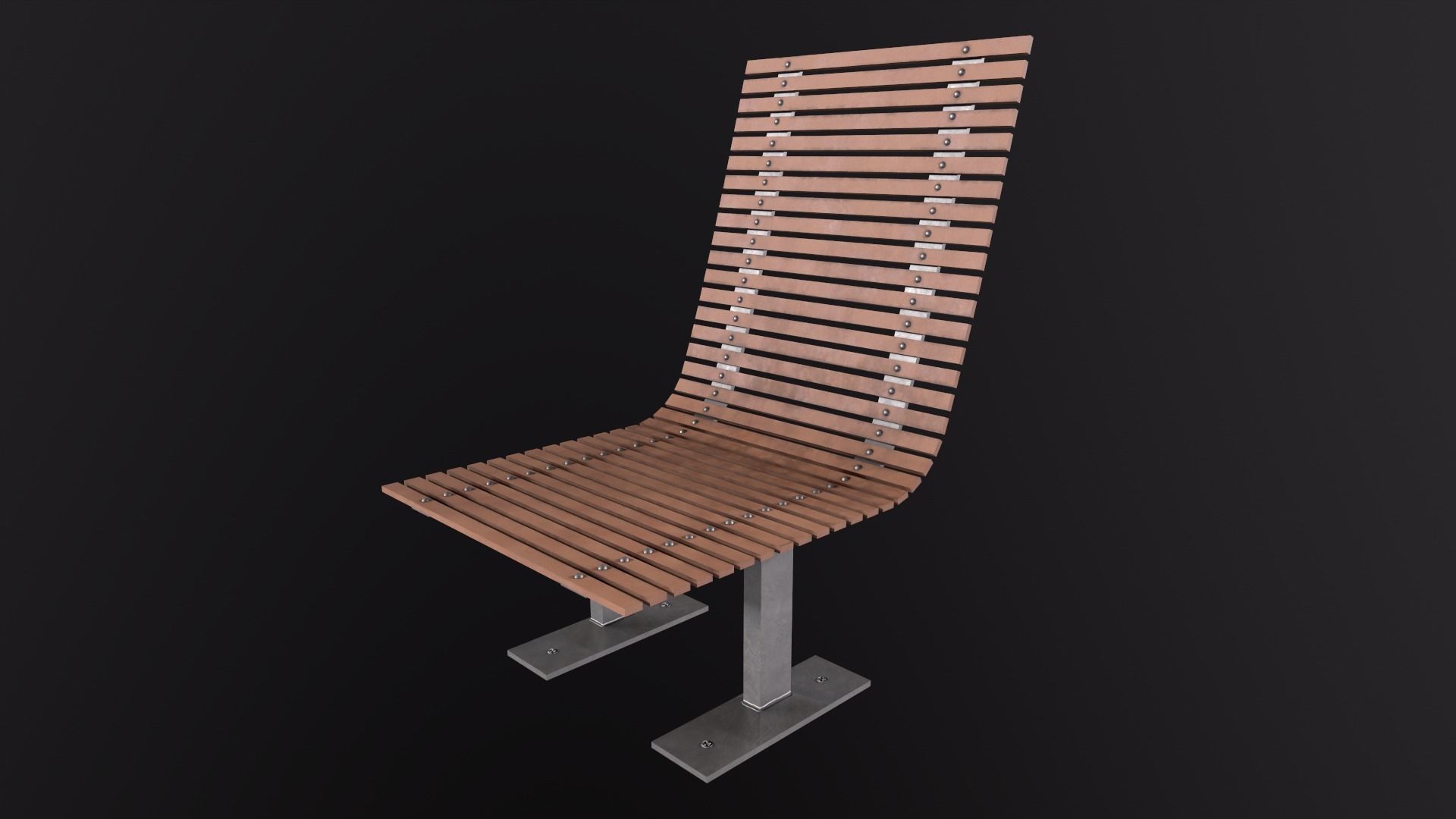 Bench Chair Low-poly 3D model_6