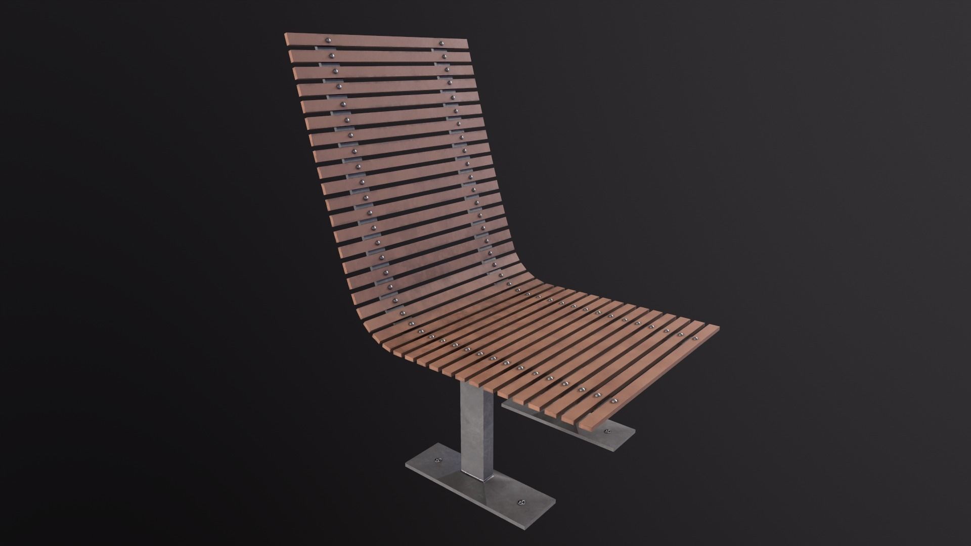 Bench Chair Low-poly 3D model_8