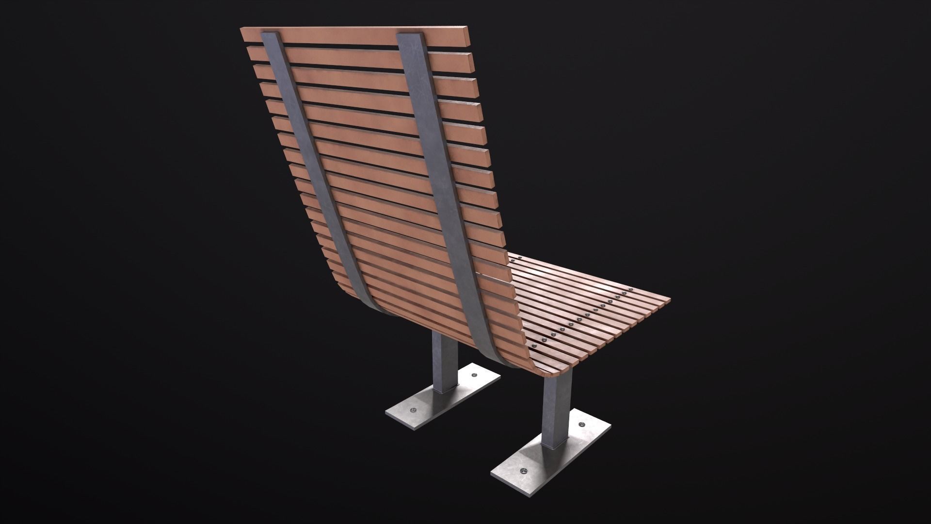 Bench Chair Low-poly 3D model_7