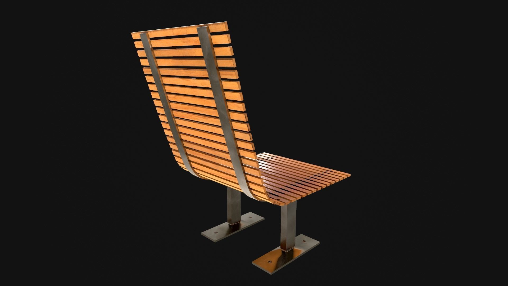 Bench Chair Low-poly 3D model_3