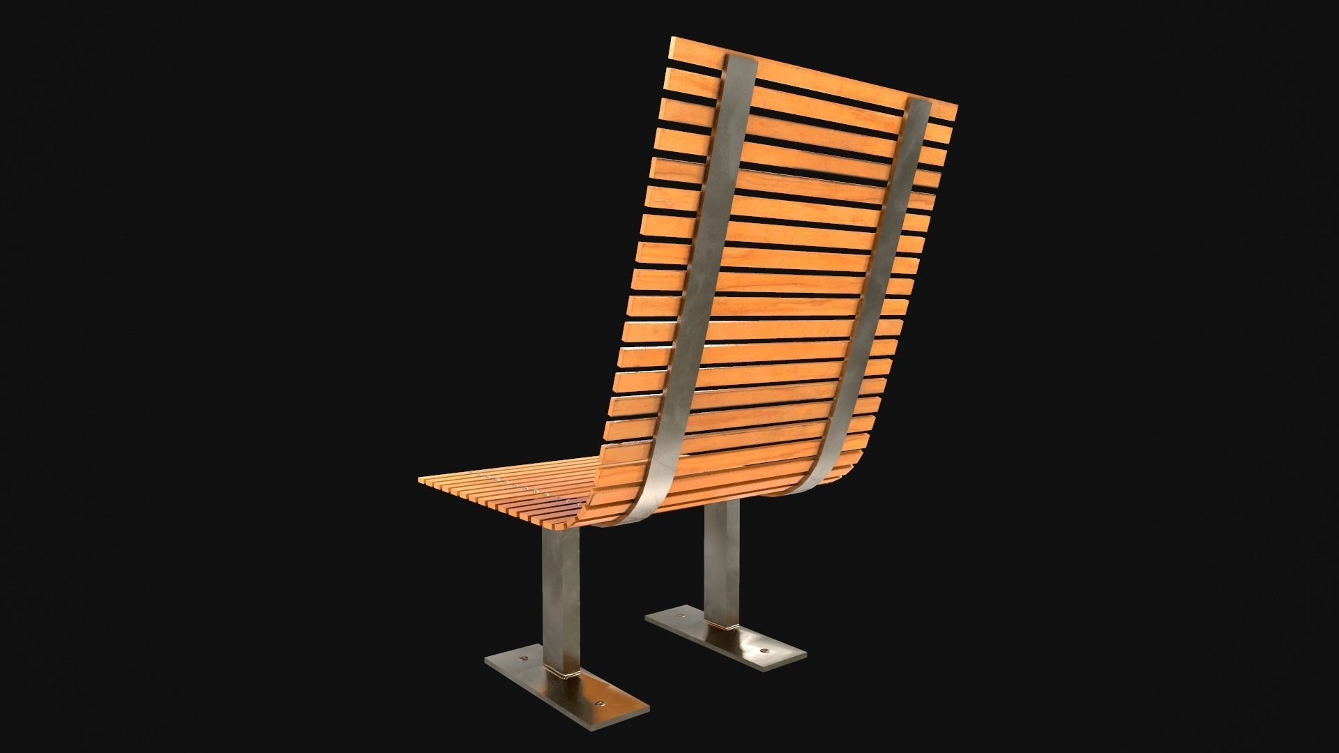 Bench Chair Low-poly 3D model_5