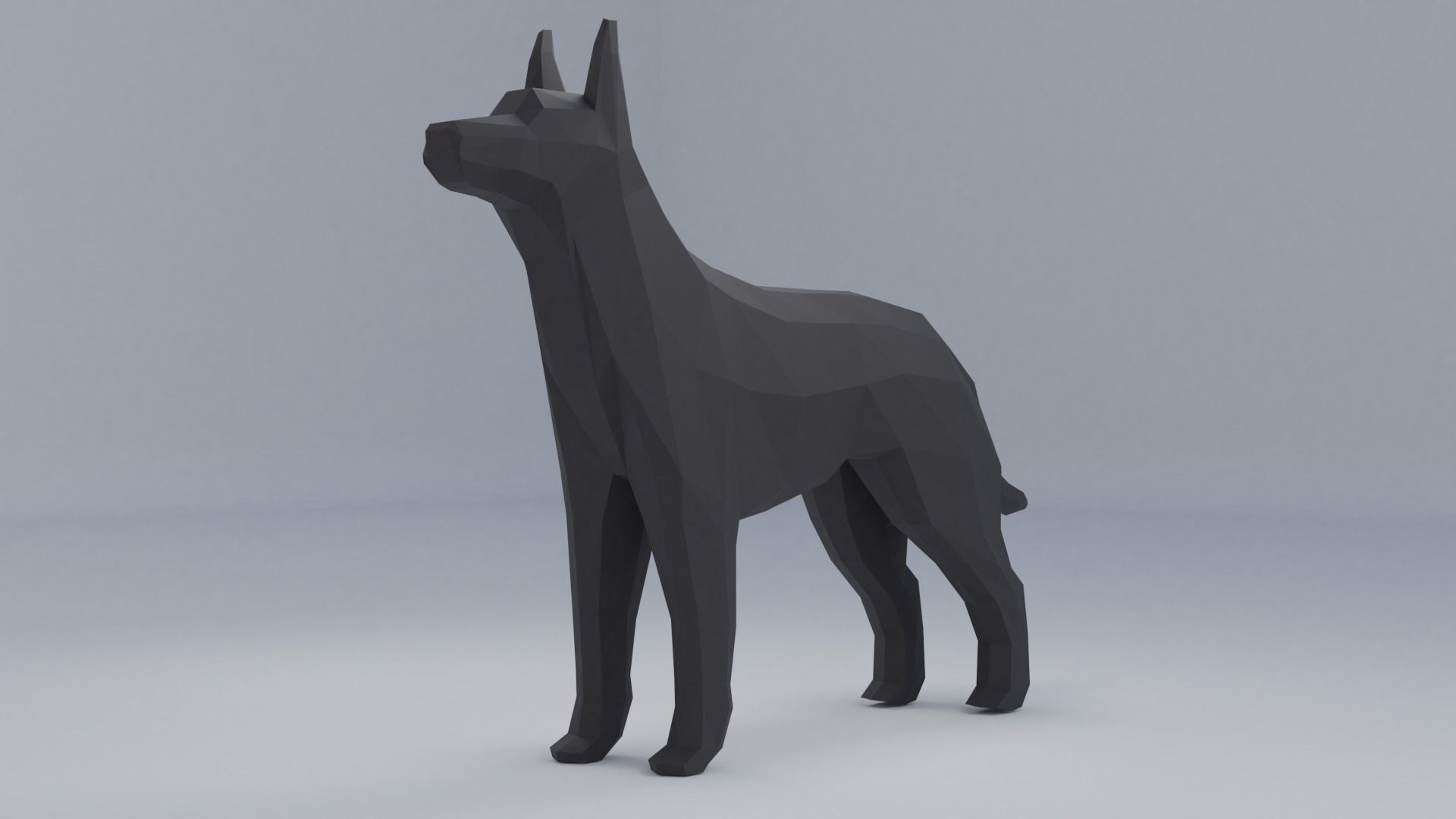 Polygonal dog Low-poly 3D model_1