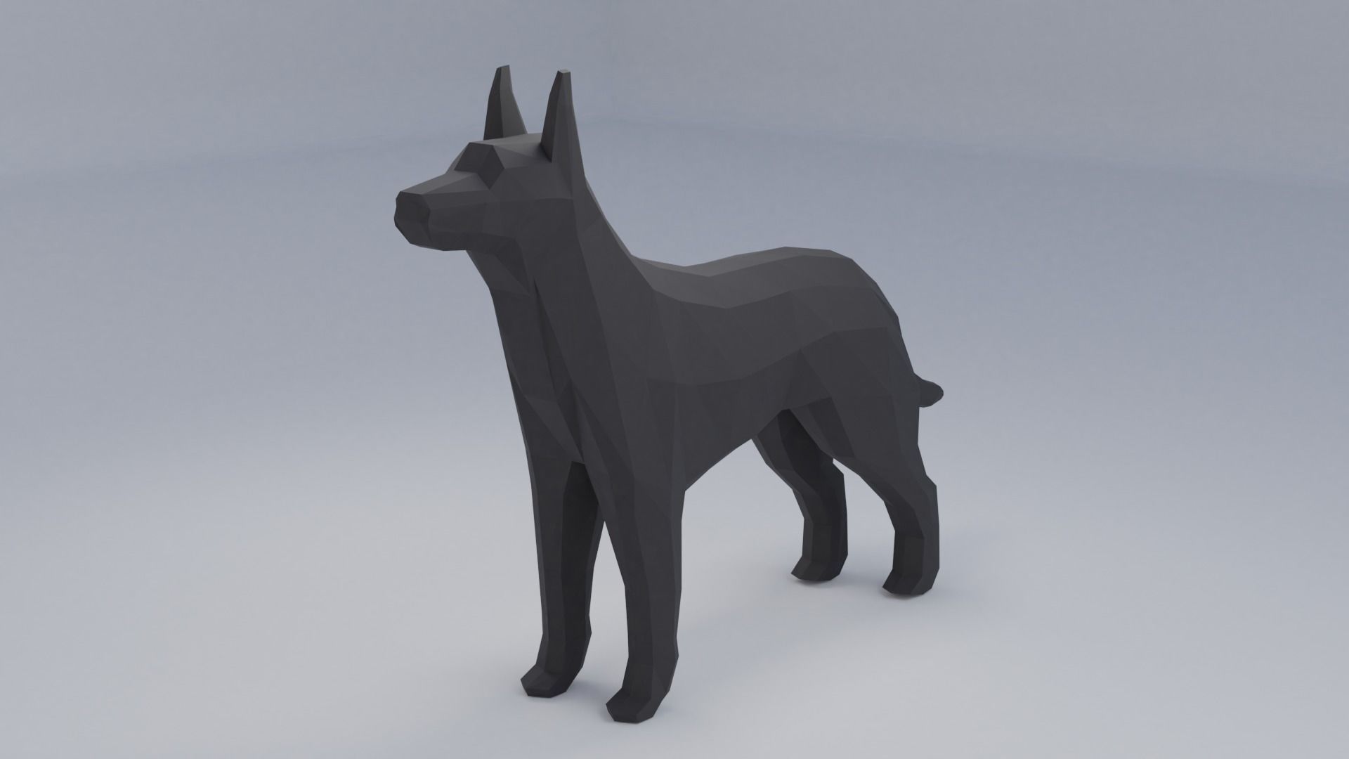 Polygonal dog Low-poly 3D model_3