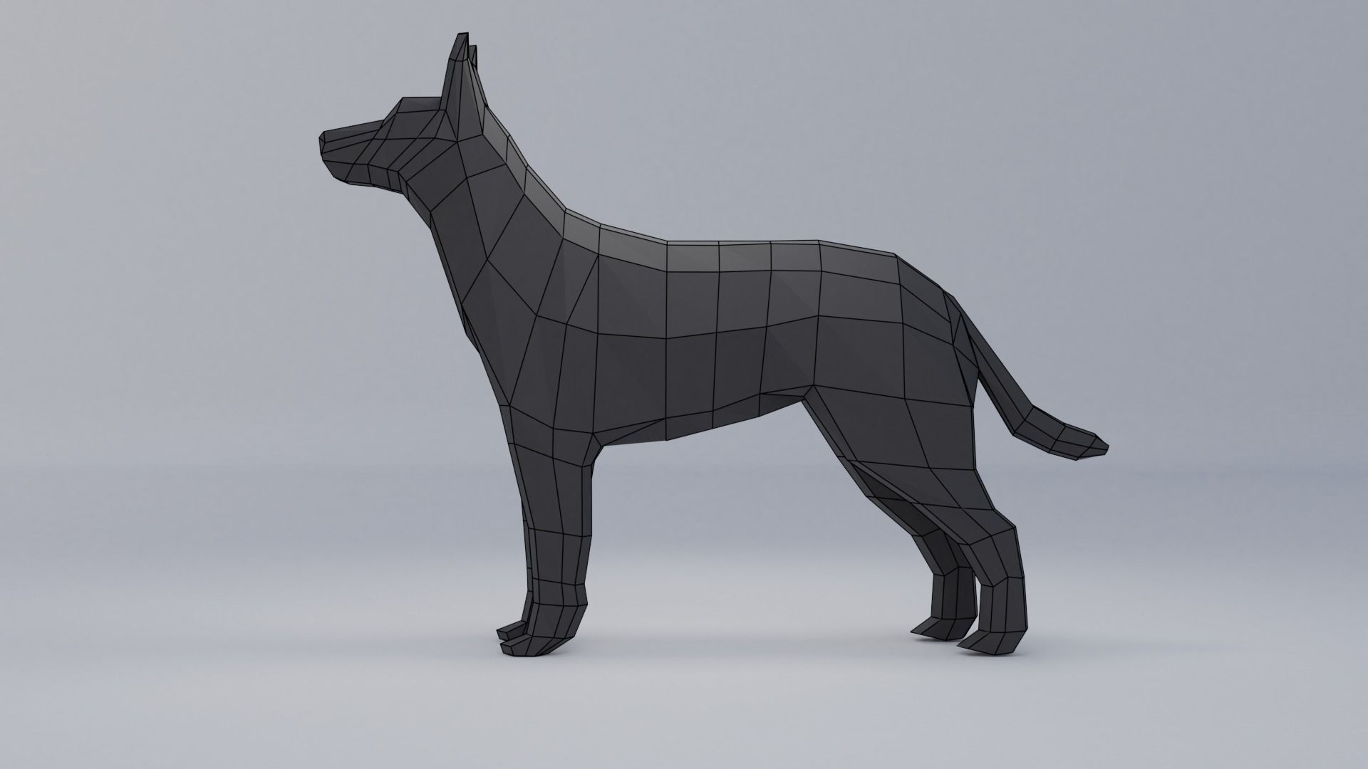 Polygonal dog Low-poly 3D model_7