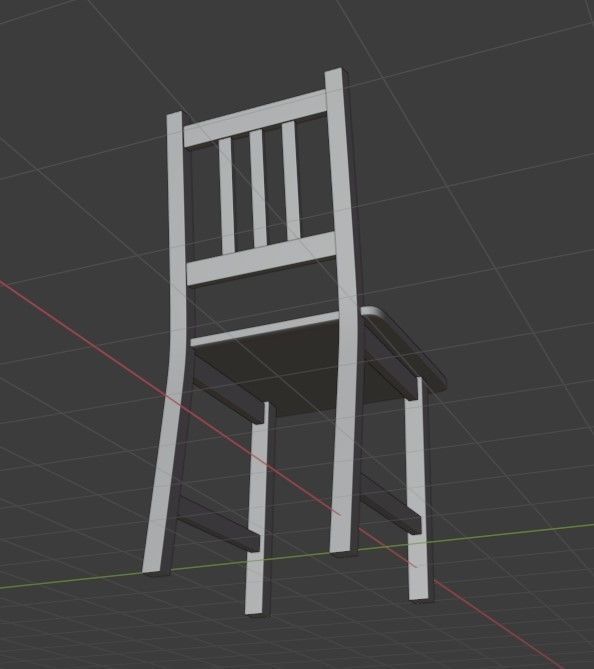 Wooden chair Low-poly 3D model_14