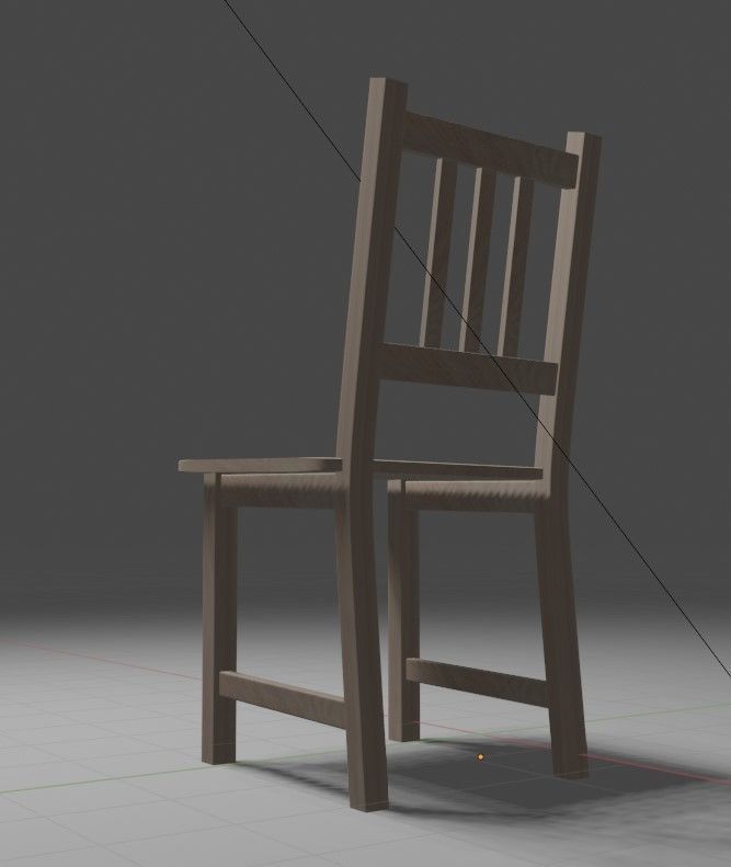 Wooden chair Low-poly 3D model_8